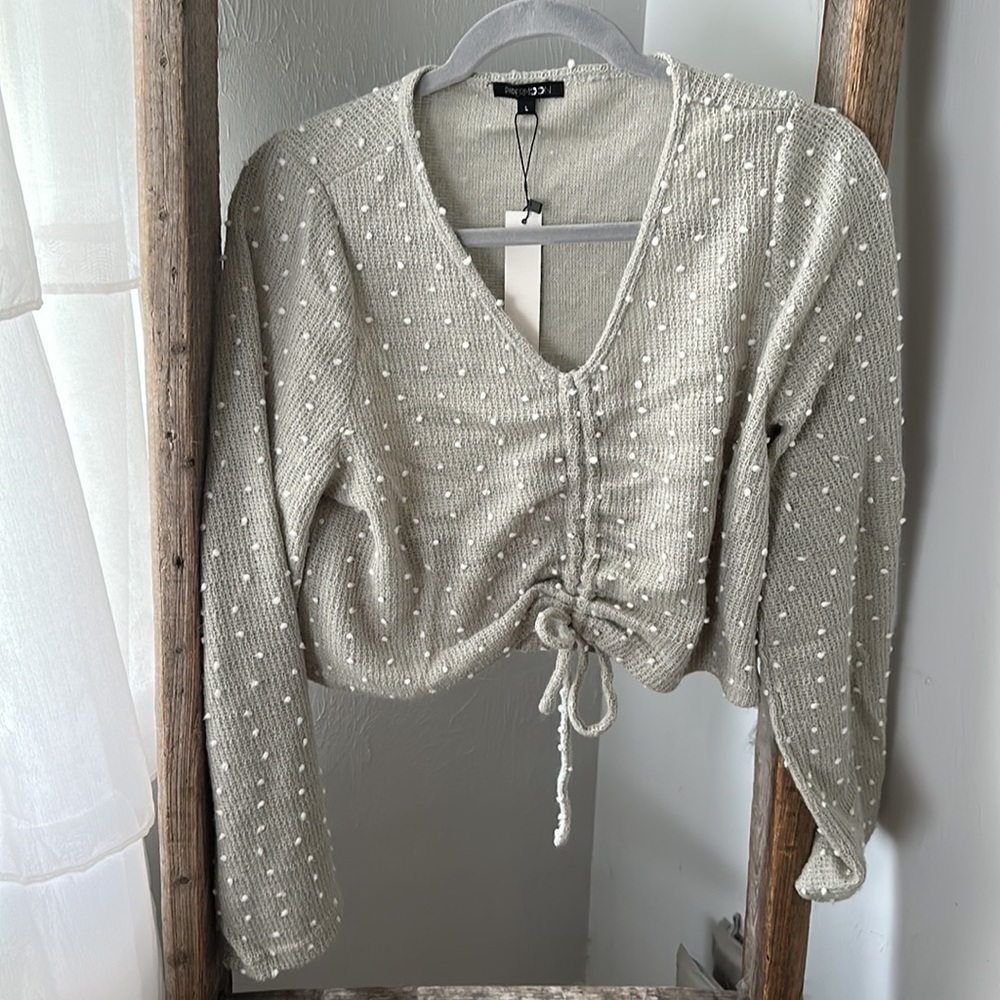 PAPERMOON Ruched textured cropped top super cute